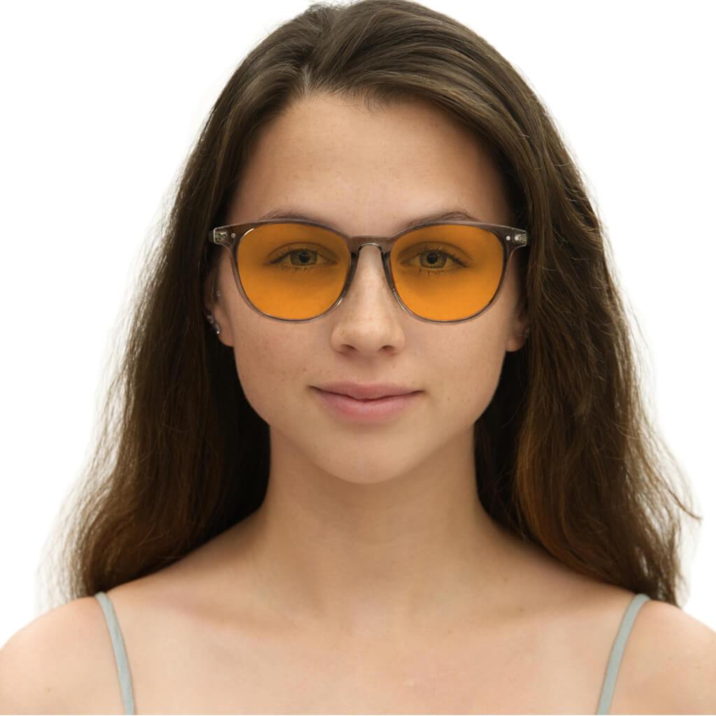 BlockBlueLight Blue Light Blocking Glasses - Amber Lens SunDown Billie Blue Blocking Glasses-Pearl Grey