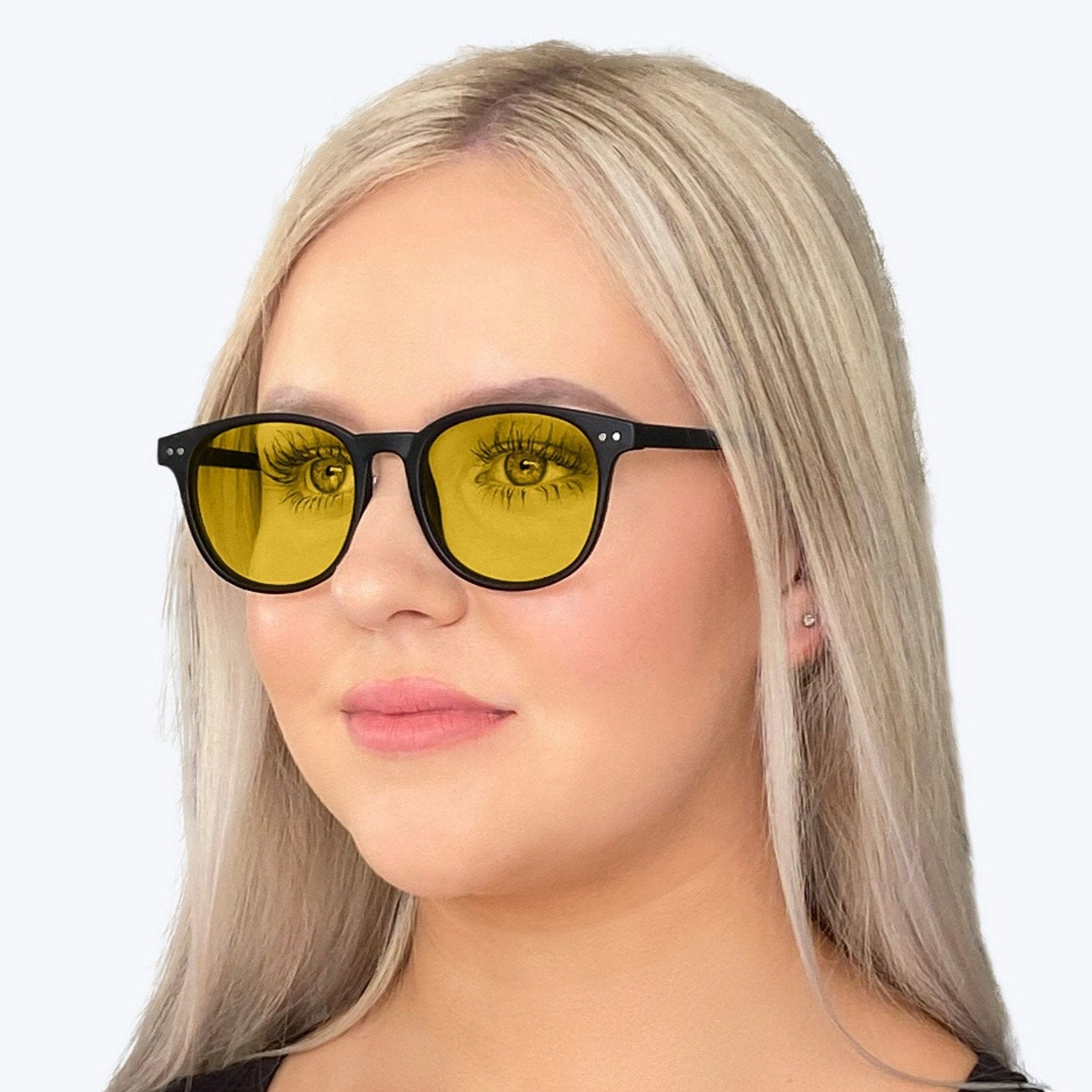 BlockBlueLight Blue Light Filter Glasses - Yellow Lens DayMax Billie Glasses - Black