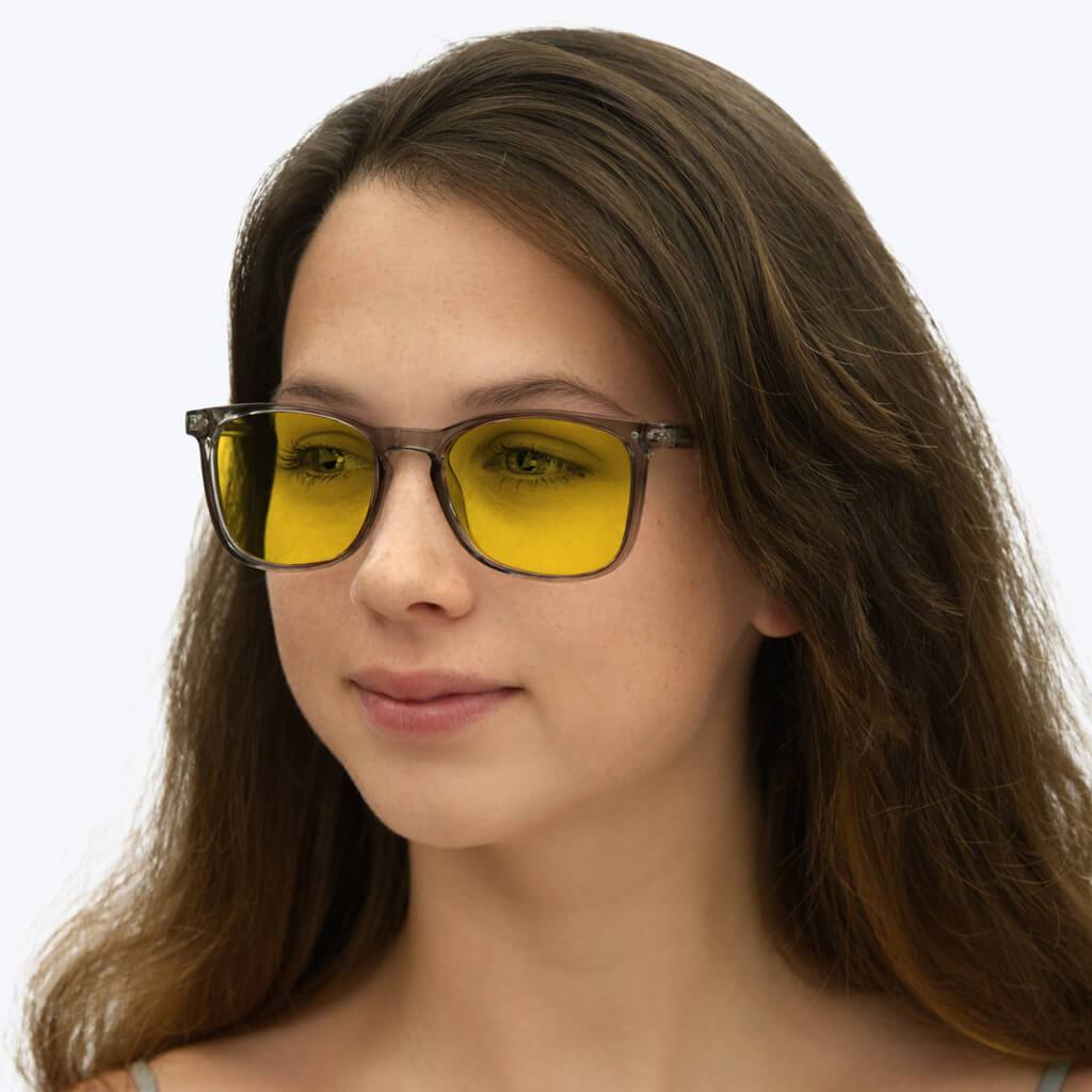 BlockBlueLight Blue Light Filter Glasses - Yellow Lens DayMax Taylor Glasses - Pearl Grey