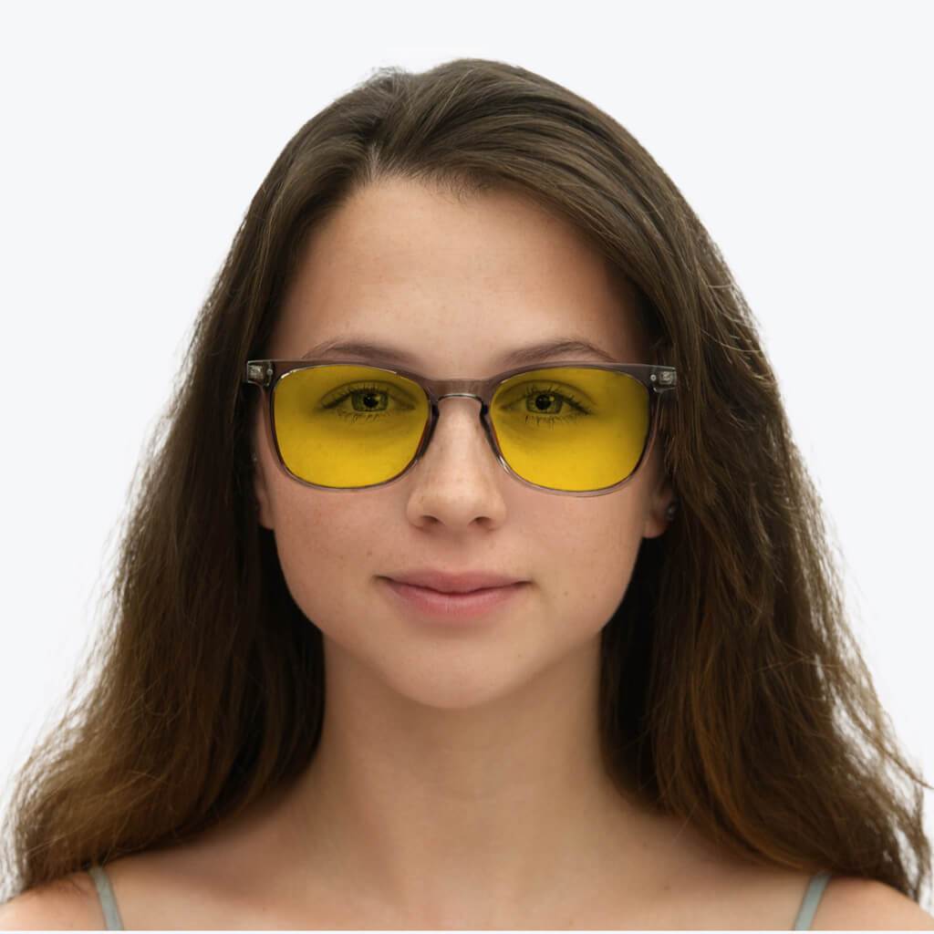 BlockBlueLight Blue Light Filter Glasses - Yellow Lens DayMax Taylor Glasses - Pearl Grey