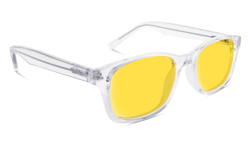 BlockBlueLight Blue Light Filter Glasses - Yellow Lens DayMax Wayfarer Glasses - Crystal