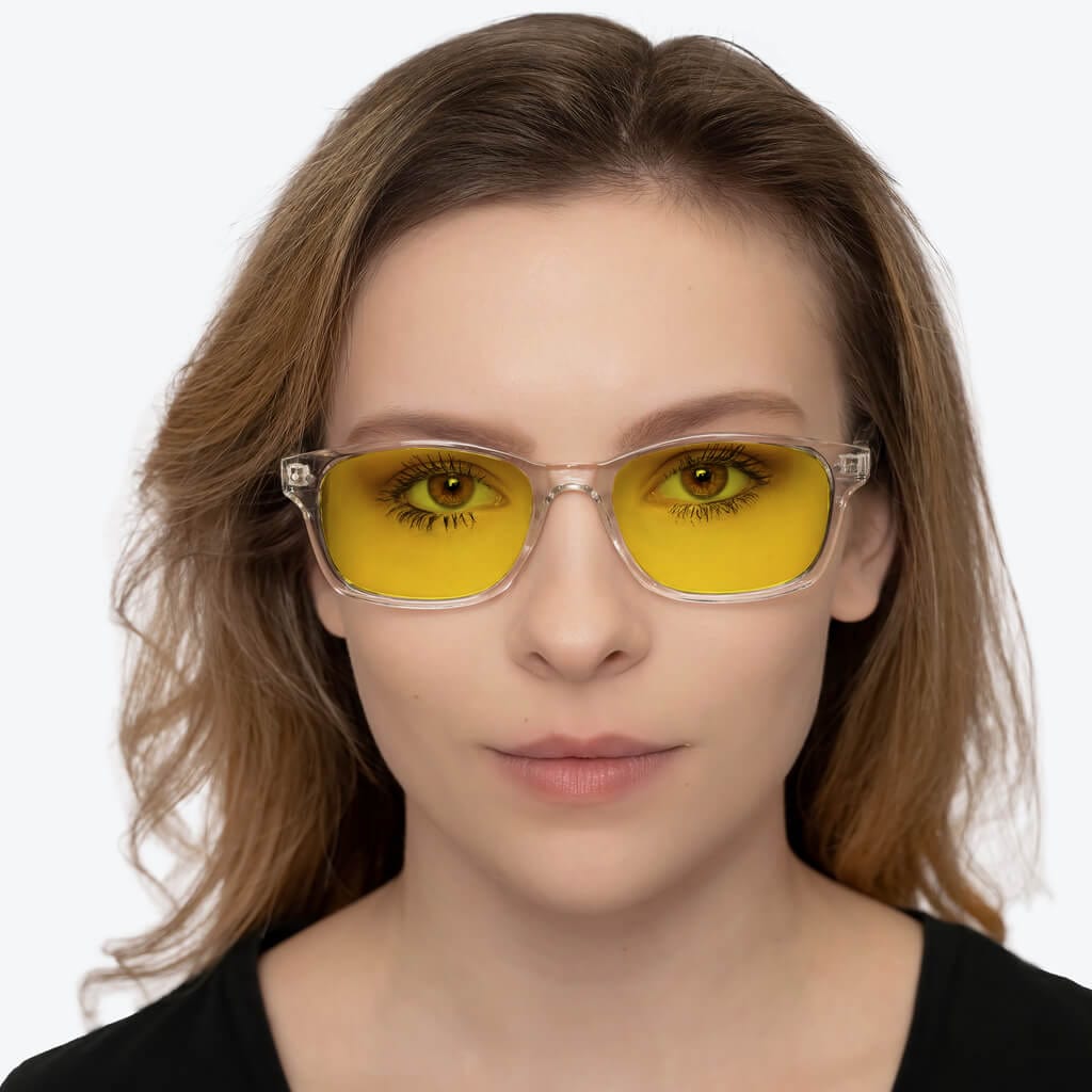 BlockBlueLight Blue Light Filter Glasses - Yellow Lens DayMax Wayfarer Glasses - Crystal